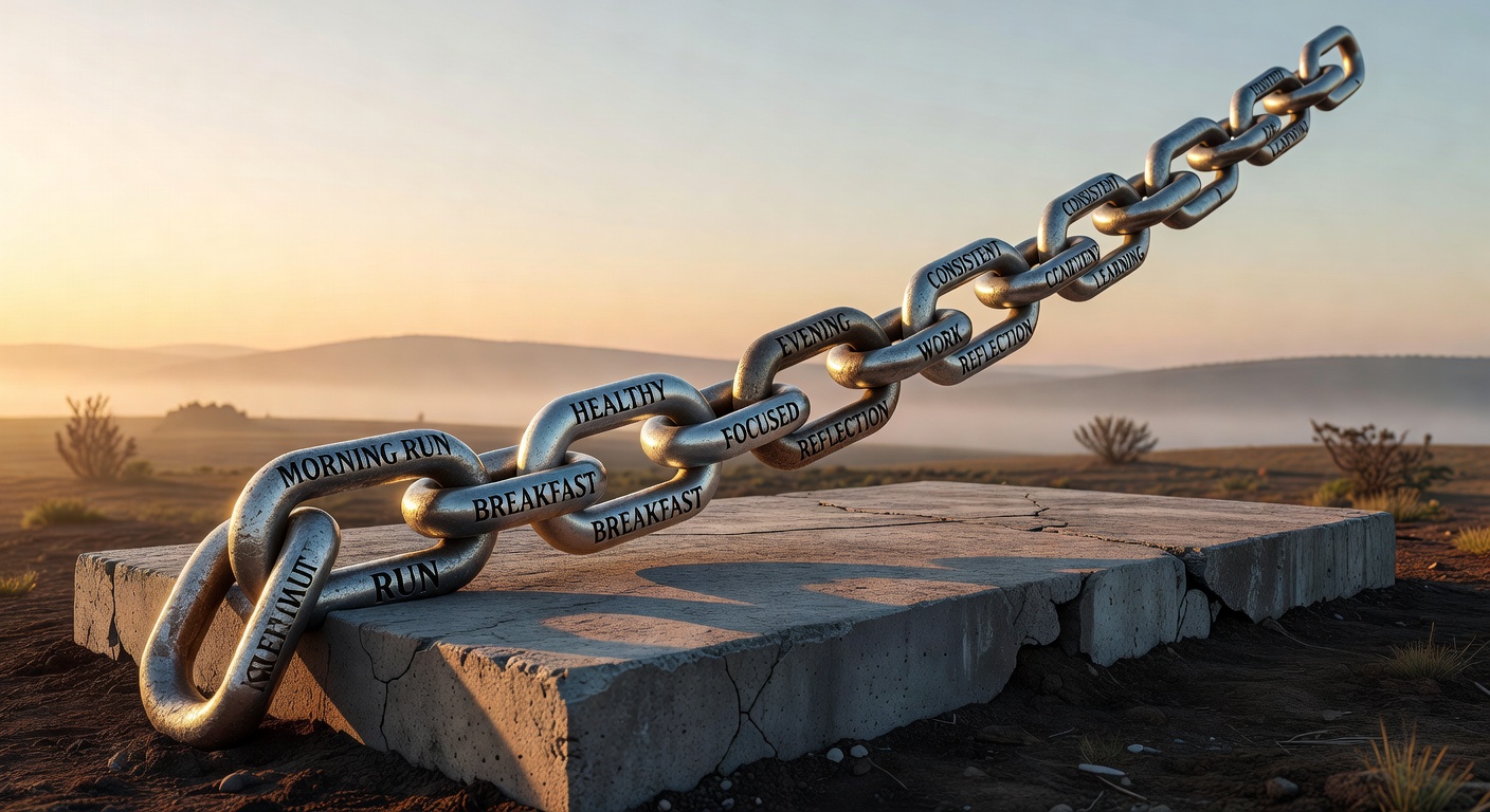 Linked habits chain showing habit stacking connections