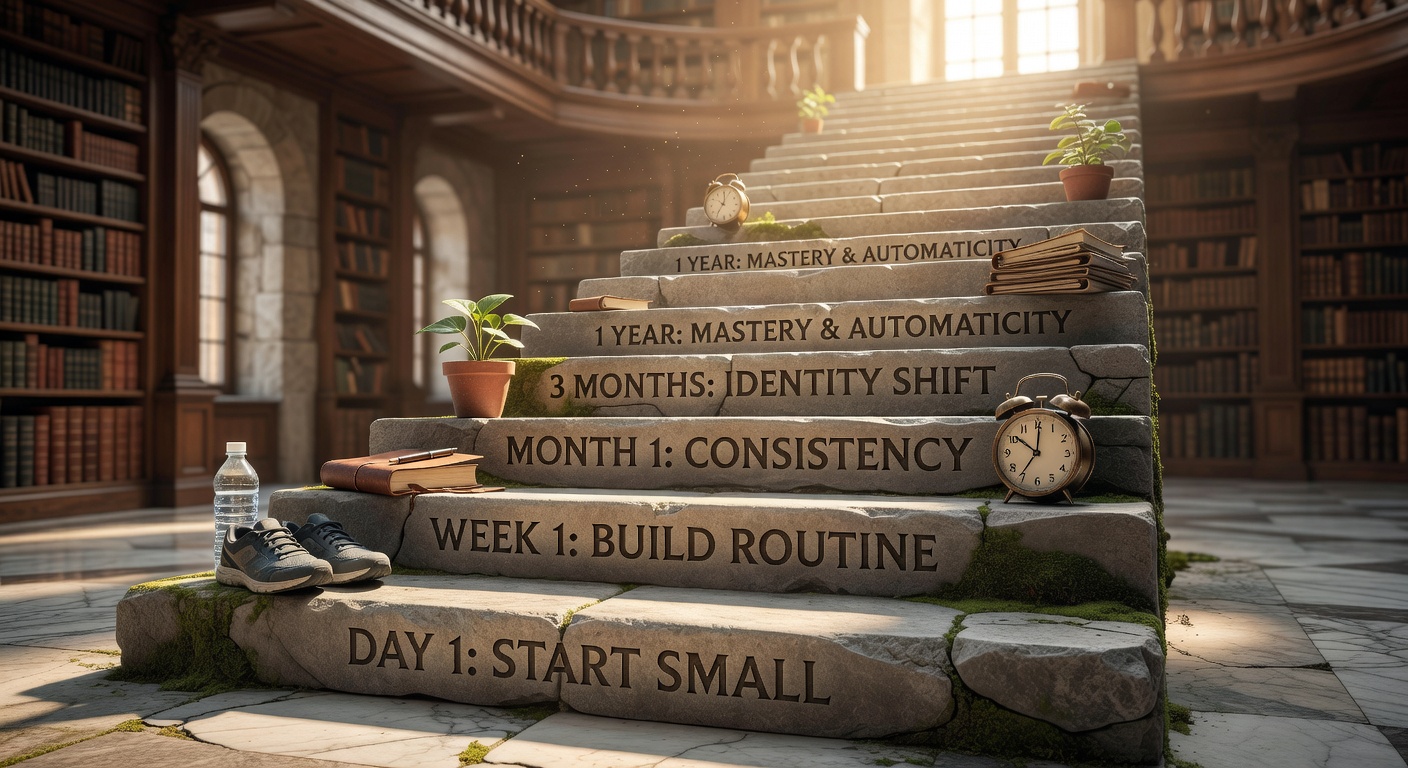 Milestone staircase representing 21-day challenge progress