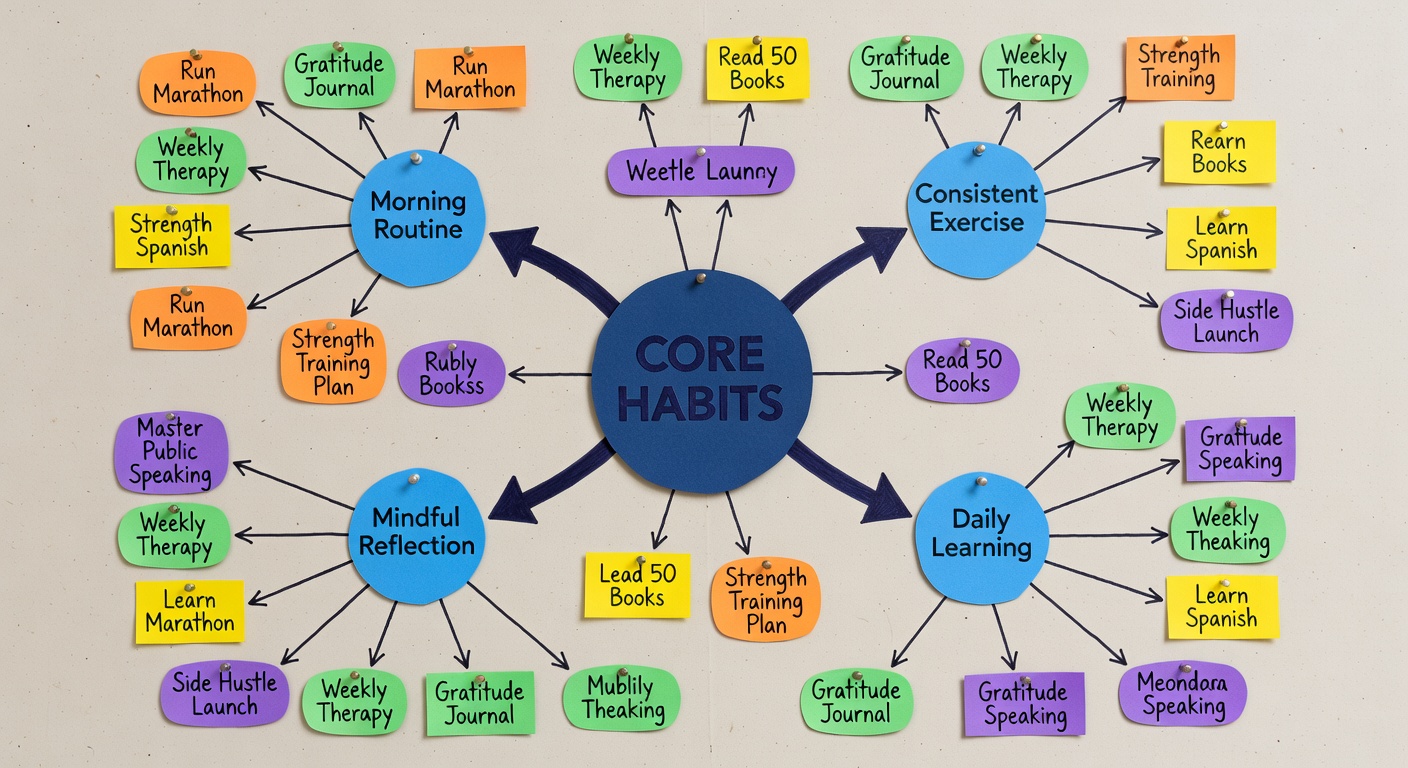 Mind map connecting goals to daily habit loops